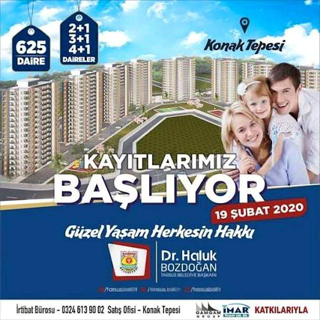 Konak Tepesi projesi tanıtım afişi — 625 daire
